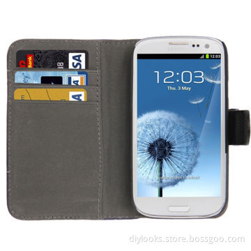 Horizontal Flip Litchi Texture Leather Case Cover for Samsung Galaxy SIII/i9300 (Black)